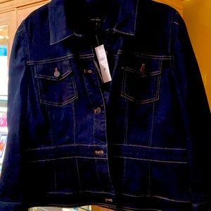 Deep navy blue denim jean jacket